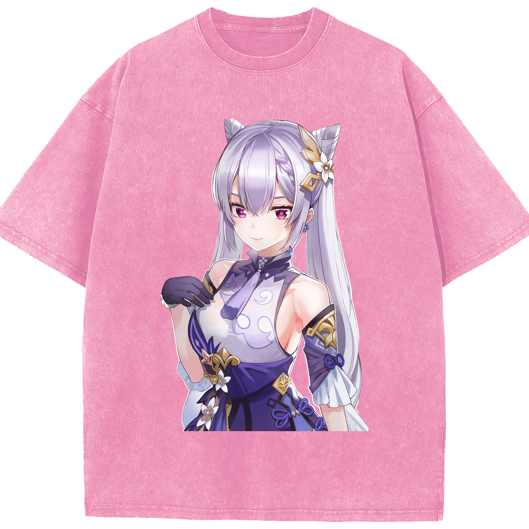 げんし神 刻晴 こくせい genshin Kokusei 綿100% ヴィンテージ風 半袖Tシャツ（フロントプリント）